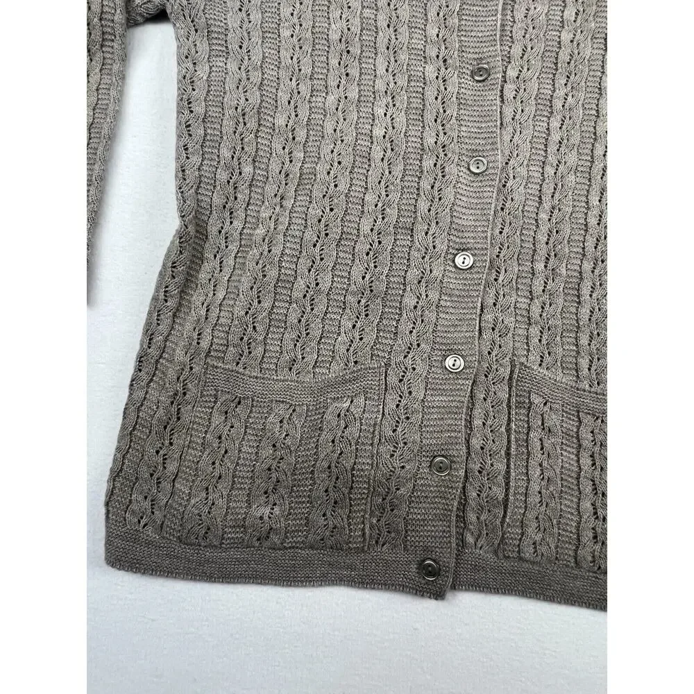 Vintage Amana Woolen Mill V Neck Sweater‎ Cardigain Womens 3x Taupe New